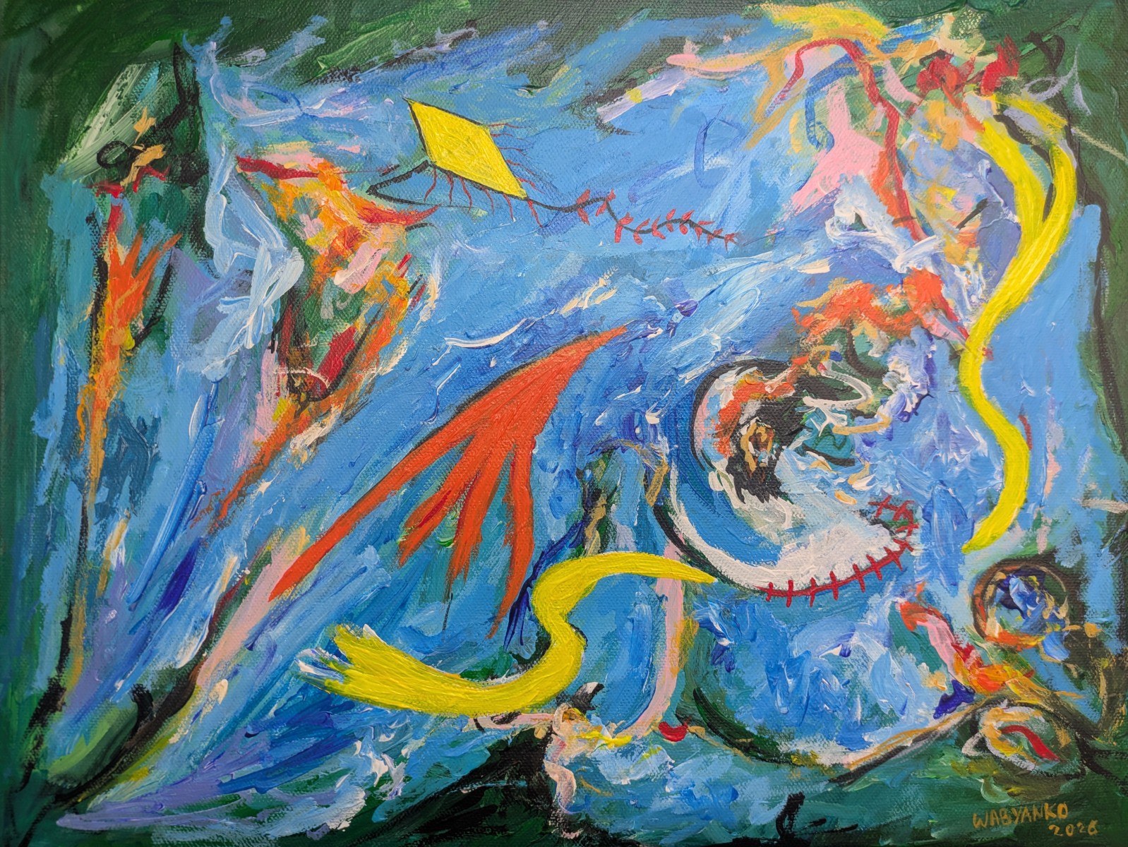 Les Fils Rouges Silencieux abstrait, de Wabyanko The Art Cycle