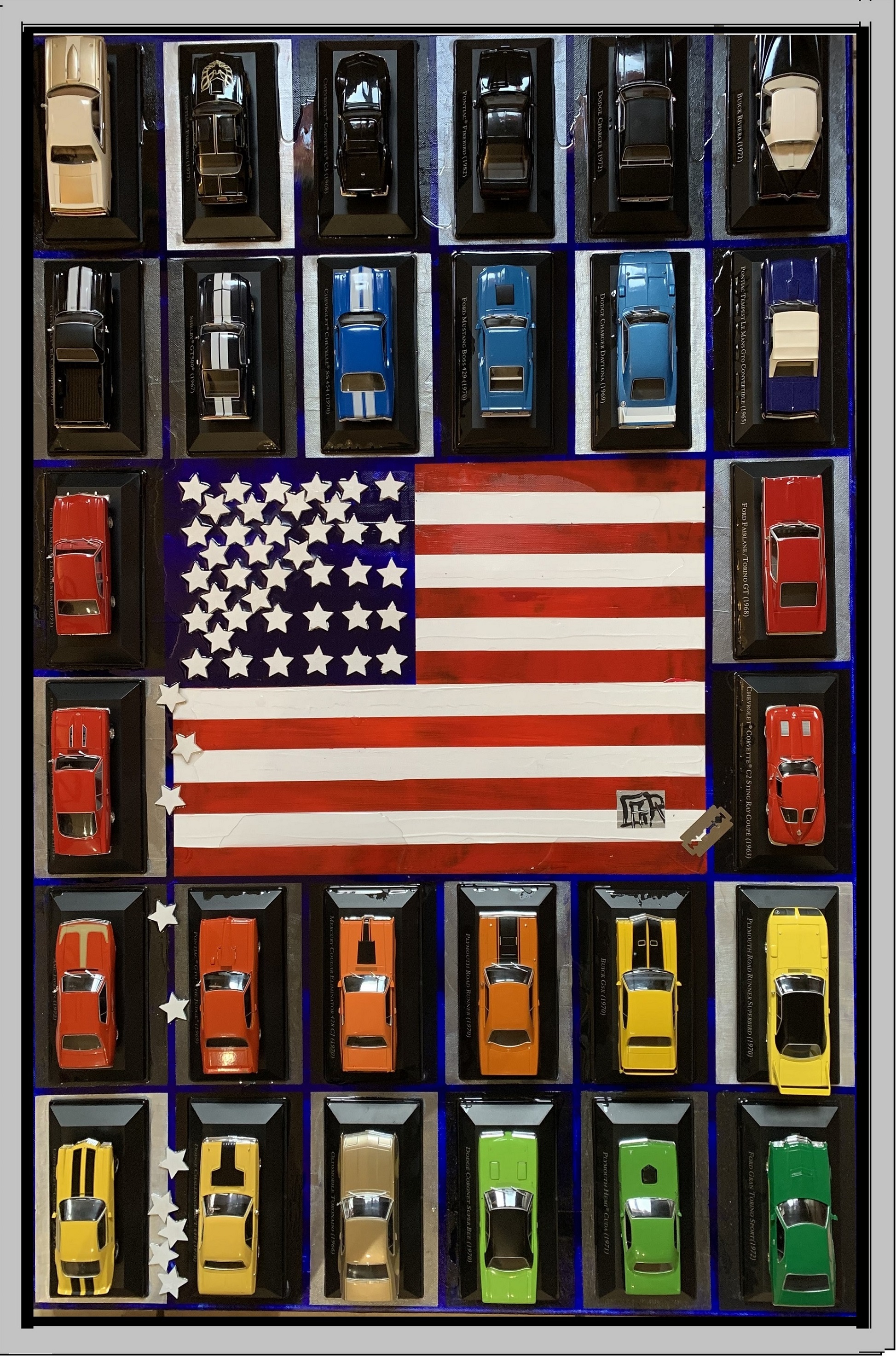 _ musclecarsonstartingblock peinturecollagetableauenrelief pop_art theartcycle photo_principale.jpg The Art Cycle