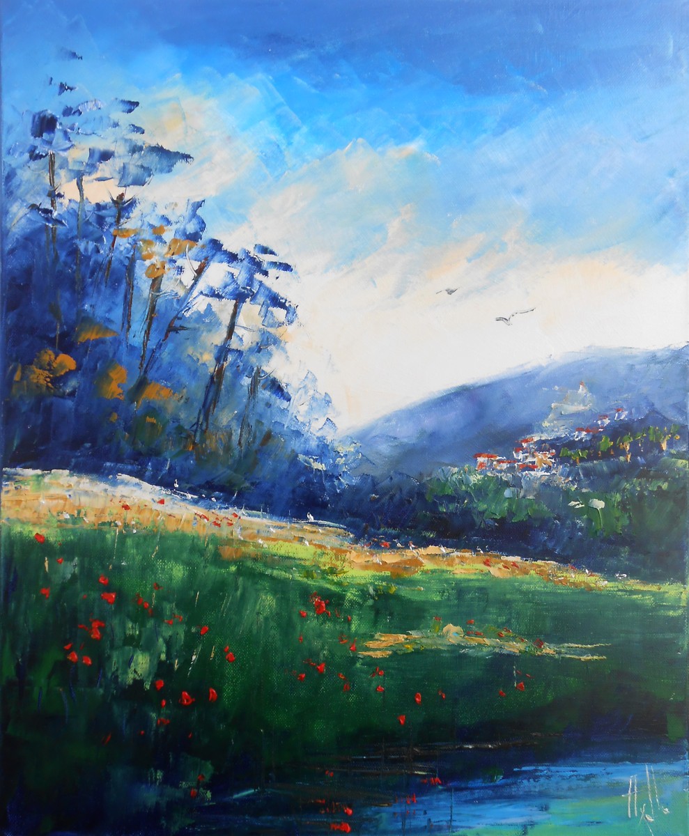 Lever du jour sur la colline bleue, de Axelle Bosler The Art Cycle