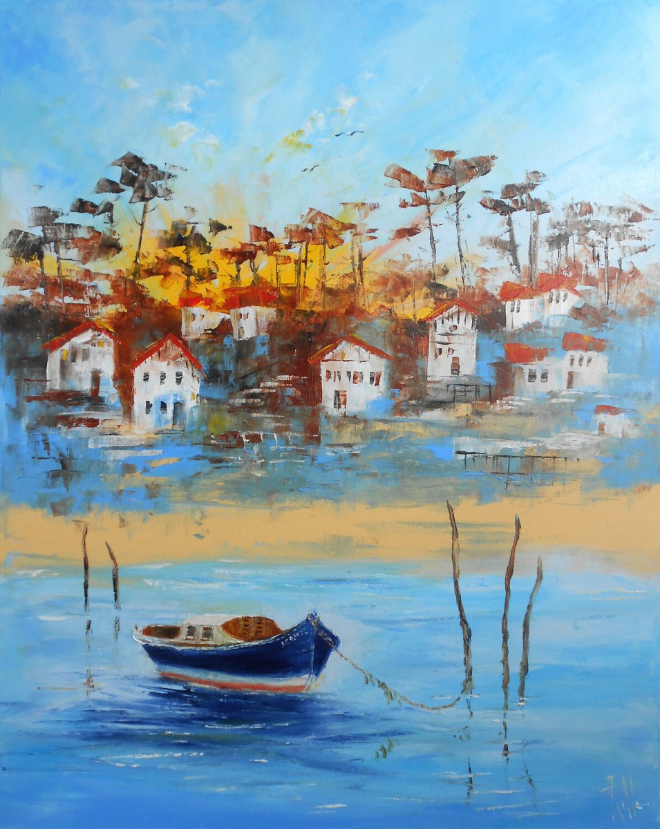 Village du Cap Ferret coucher du Soleil, de Axelle Bosler The Art Cycle