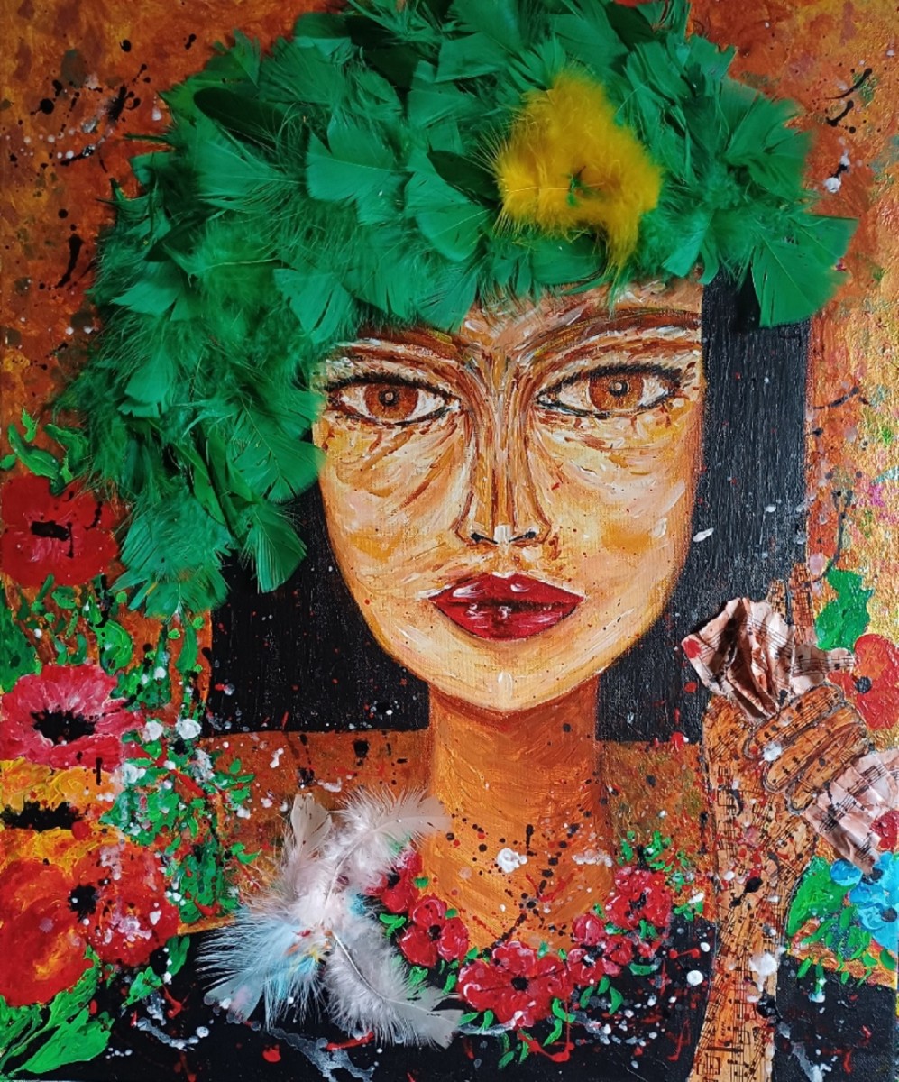 Diva aux plumes vertes, de Christiane Guerry The Art Cycle