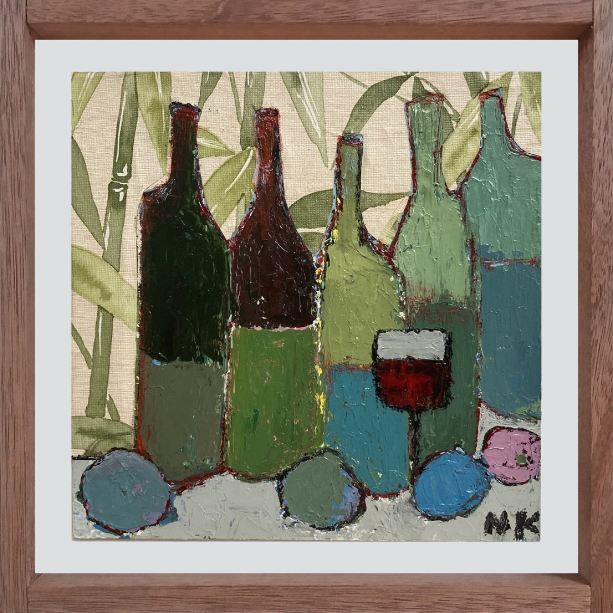 BOUTEILLES SUR FOND BAMBOU, de Germain Henneka The Art Cycle