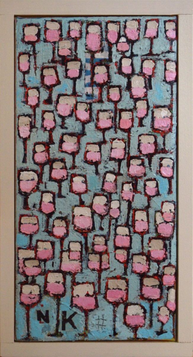 Verres de rosé sur fond bleu vertical II, de Germain Henneka The Art Cycle