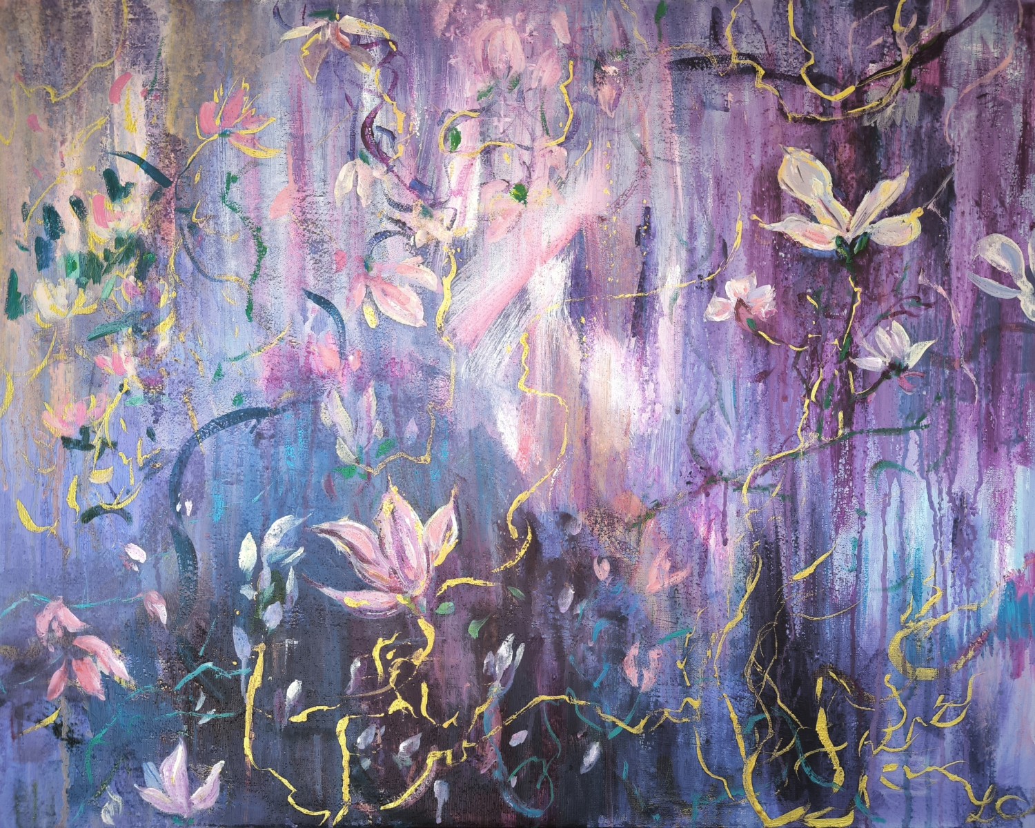 Le gardien, peinture abstraite cosmique, de Linda Clerget The Art Cycle