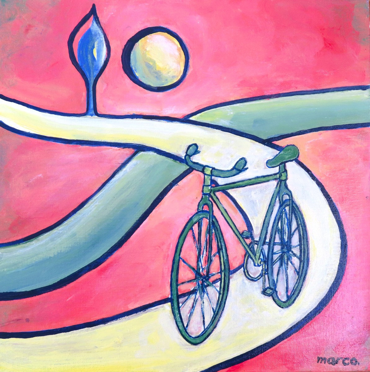 Bicyclette sur fond rouge, de Marco The Art Cycle