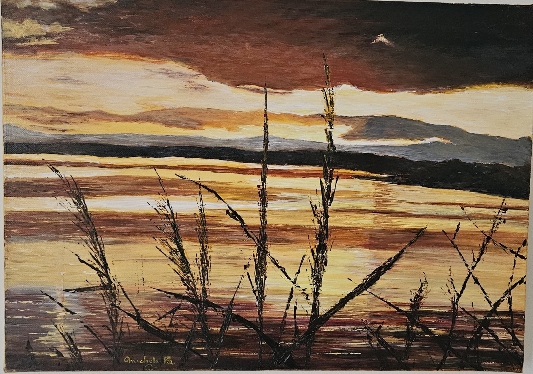 Soleil couchant sur l'étang de Thau, de Michèle B The Art Cycle