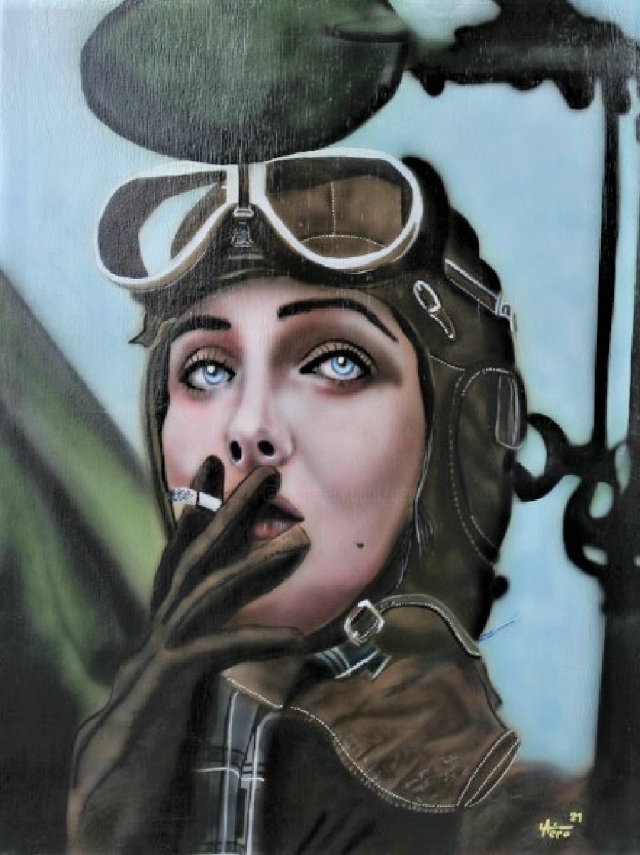Femme pilote, de Michel Ruelle dit Aero The Art Cycle