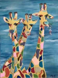 Trois girafes arc en ciel, de Emilie Neuillié The Art Cycle