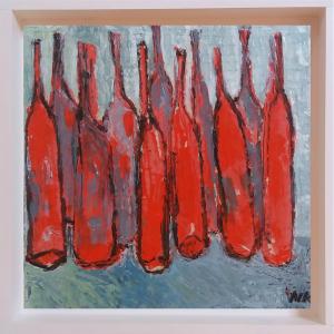 Bouteilles de rouge sur fond bleu, de Germain Henneka The Art Cycle