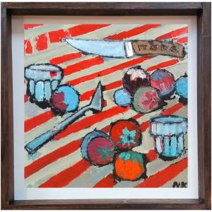 La nappe aux rayures rouge, de Germain Henneka The Art Cycle
