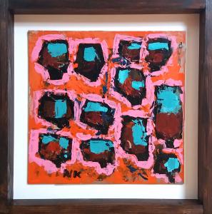 Verres abstraits sur fond orange, de Germain Henneka The Art Cycle