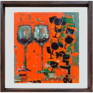 Verres sur fond orange, de Germain Henneka The Art Cycle