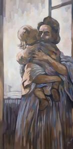 Femme tenant son enfant embrassé , de Harry Boudchicha The Art Cycle