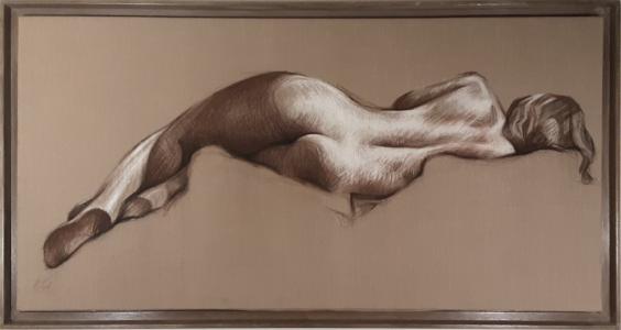 Nu féminin sur toile en lin 1, de Harry Boudchicha The Art Cycle