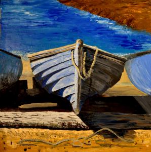 Canot bleu sur la cale de carénage, de Jerome Dufay The Art Cycle