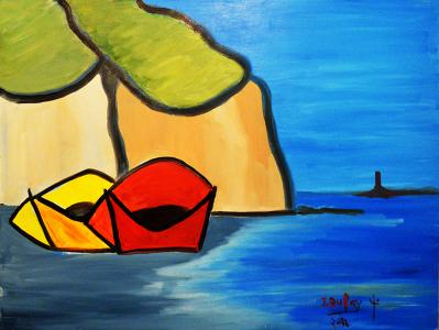 Falaise et barques, de Jerome Dufay The Art Cycle