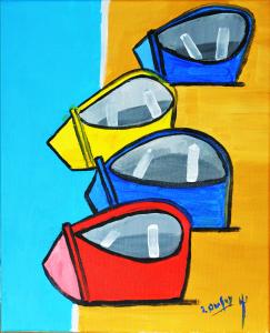 Quatre barques sur le rivage, de Jerome Dufay The Art Cycle