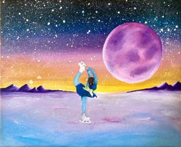 Patinons sous la lune rose, de Melissa Fournier The Art Cycle
