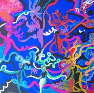 Peinture unique le bal des méduses, de Nancy Gabel The Art Cycle