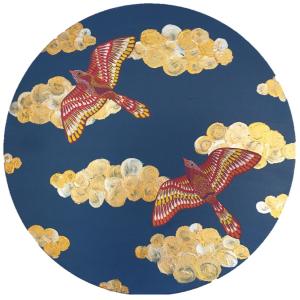 Deux oiseaux sur nuages dores, de Nathalie Remond Callabat The Art Cycle