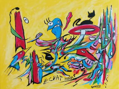 Chat Noir ciel jaune, de Wabyanko . The Art Cycle