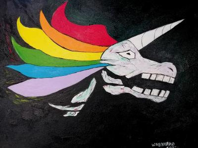 Licorne arc en ciel noir, de Wabyanko . The Art Cycle