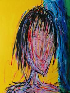 Portrait abstrait jaune 15P, de Wabyanko . The Art Cycle