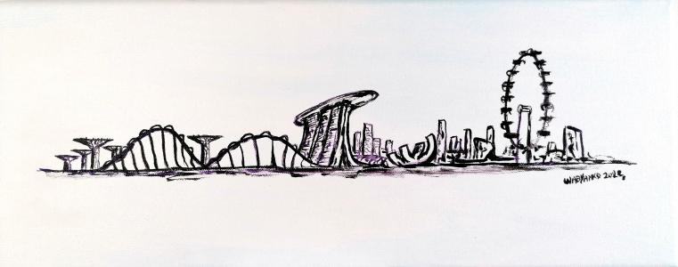 Singapore Marina skyline minimal, de Wabyanko . The Art Cycle
