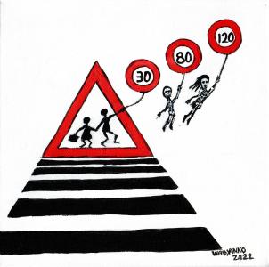Tiny school zebra crossing, de Wabyanko . The Art Cycle