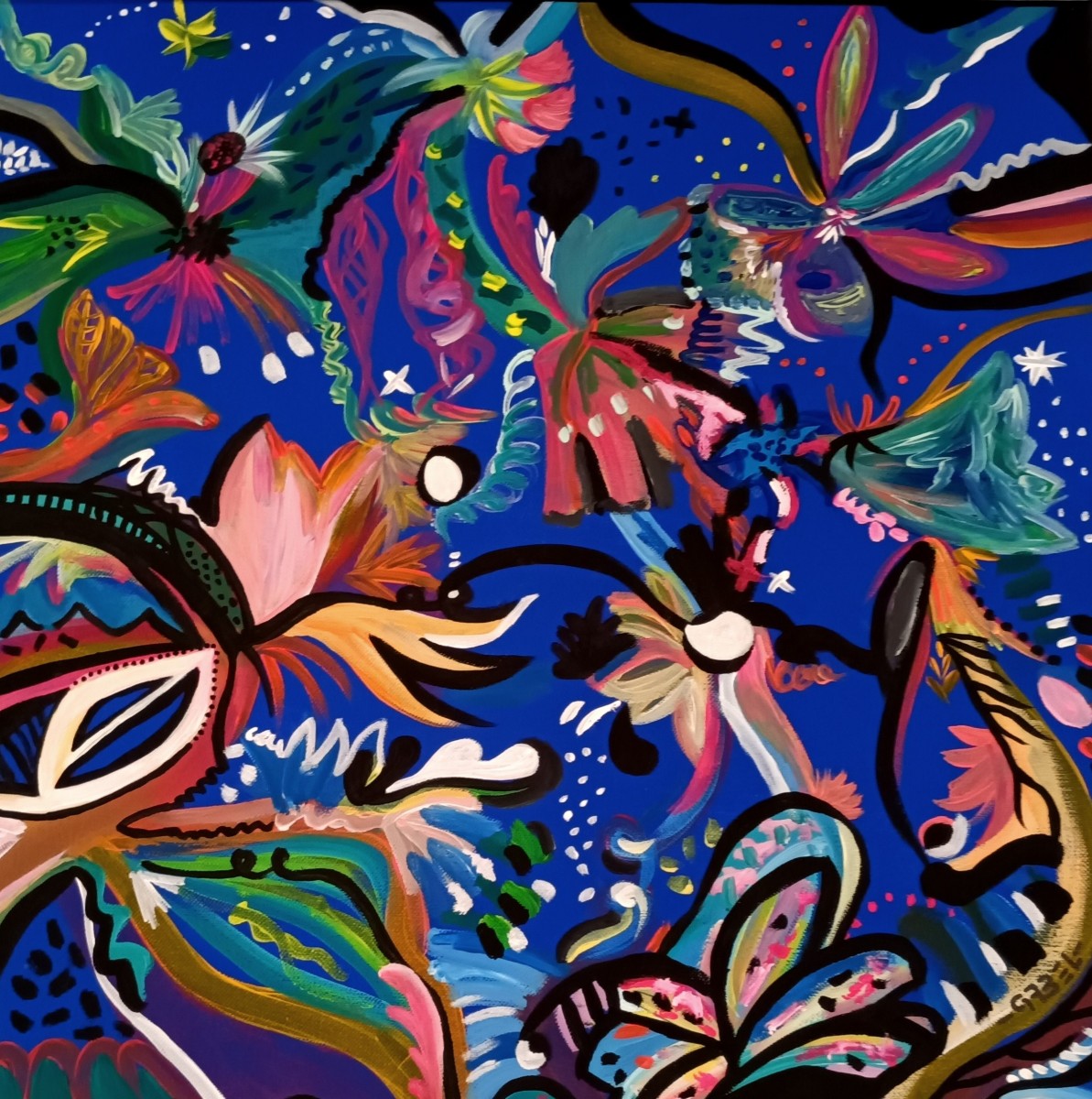 Bouquet de couleur carré 2, de Nancy Gabel The Art Cycle