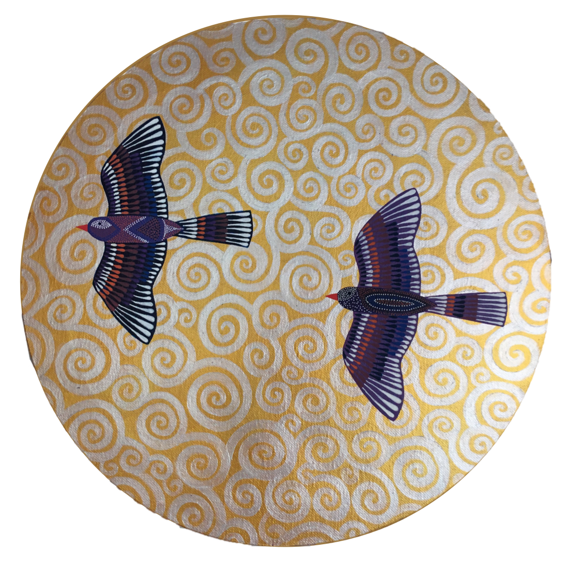 Deux oiseaux sur ciel dore, de Nathalie Remond Callabat The Art Cycle
