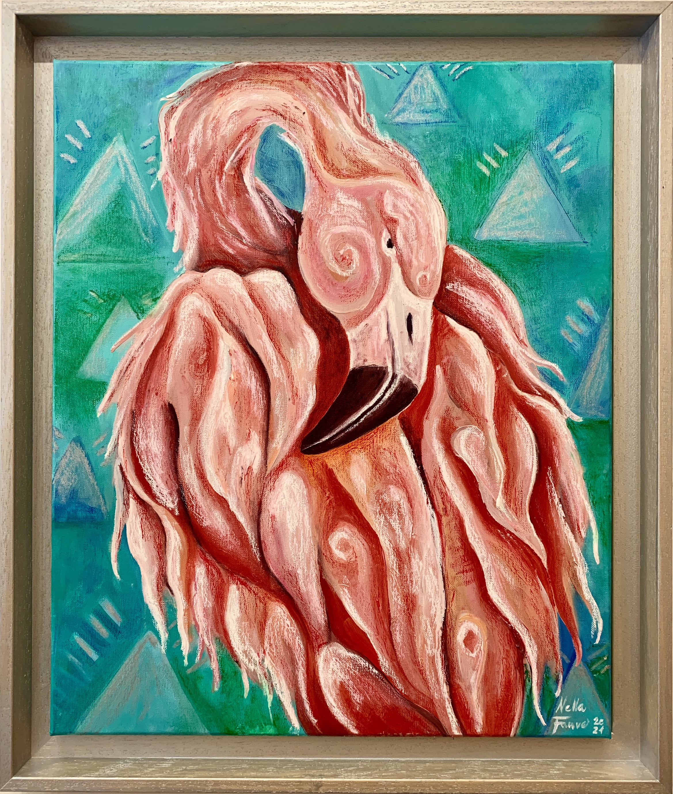 nellafauve flamingo peinture abstraitanimaux theartcycle photo_principale.jpg The Art Cycle