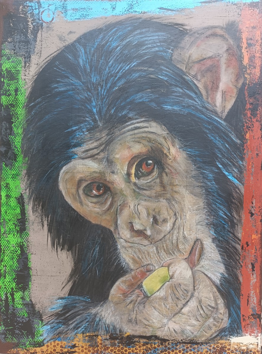 Chimpanzé à la Pomme, de Rose Marie Prost The Art Cycle