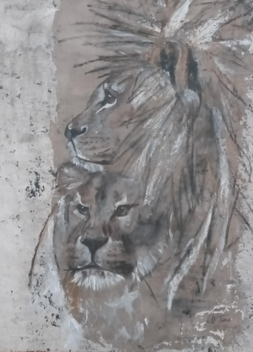 Couple de Lions, de Rose-Marie Torre Prost The Art Cycle