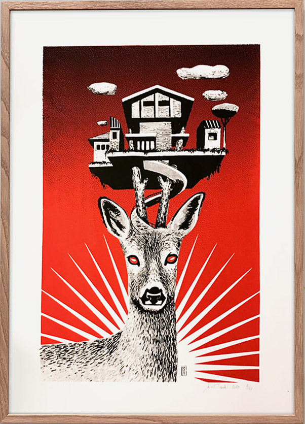 sarahteulet chevreuilrouge2 serigraphie paysagepop_art theartcycle photo_principale.jpg The Art Cycle